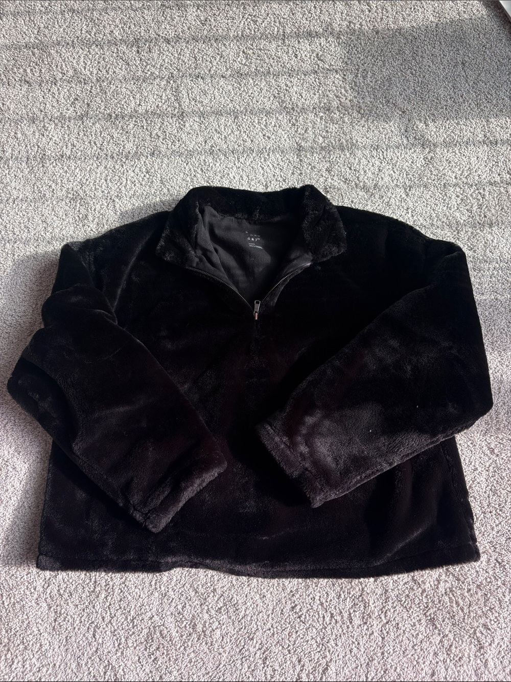 a new day Black Plush Quarter-Zip Pullover